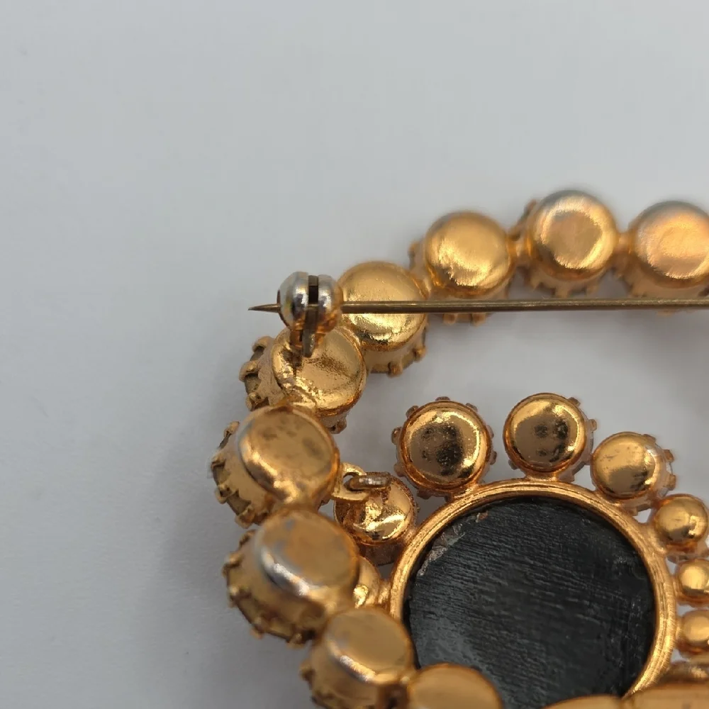 Vintage Austria Gold and Iridescent Crystal Brooch